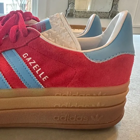Adidas Originals Gazelle Bold Women's Sneaker in Active Pink/Gum/Blue Size 8 - Picture 13 of 14